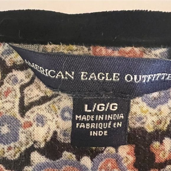 American Eagle Boho Chic Paisley Print Long Bell Sleeve  Dress Black: Size Large - Picture 6 of 6